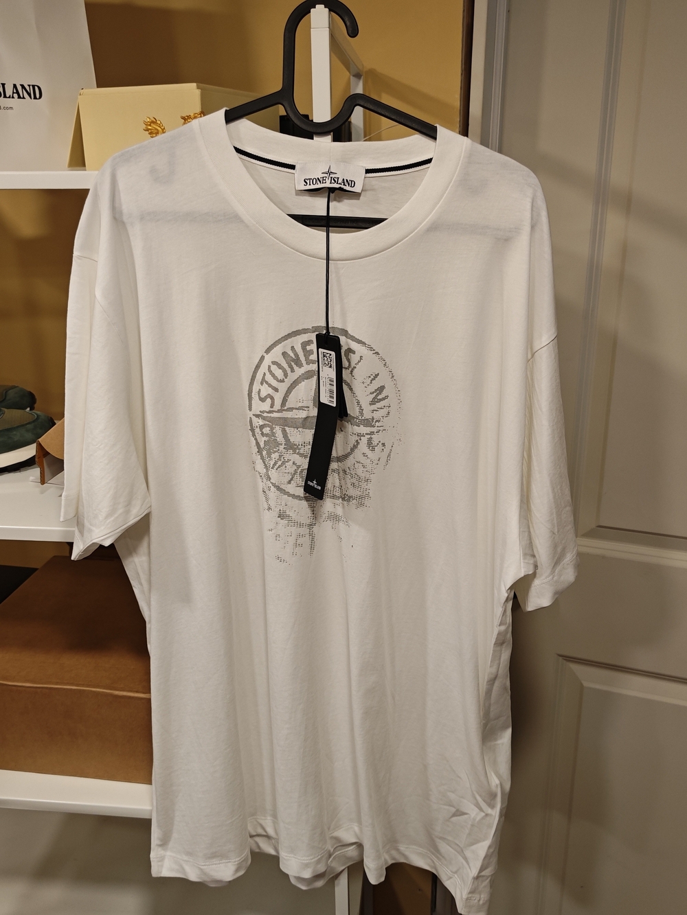 Stone Island White Logo Graphic Crew Tee